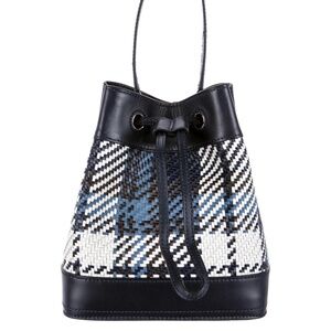 Tory Burch Robinson Woven Plaid Bucket Bag